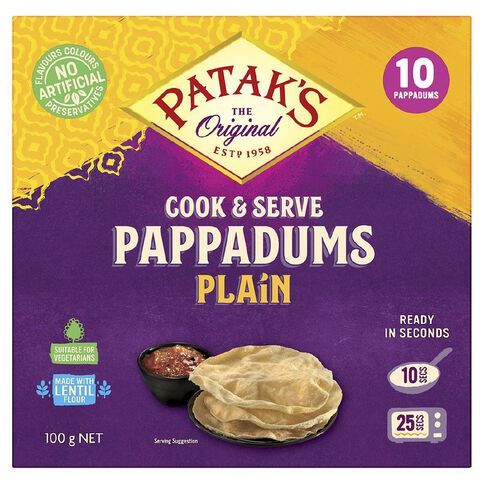 Pataks Pappadums Plain 100g