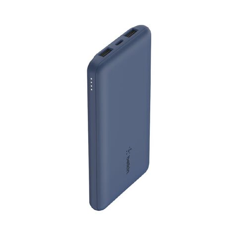 Belkin BoostCharge 3 Port Power Bank 10K and USBA to USBC Cable Blue