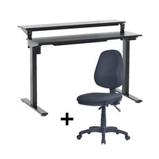 Workspace 2 Tier Adjustable Desk with FREE Ergo 3 Lever Highback Task Chair