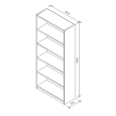 Zealand Commercial 5 Tier Bookcase White