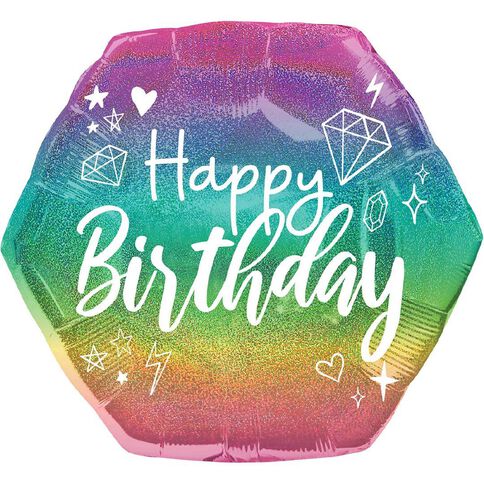 Anagram Holographic Sparkle Birthday Foil Balloon Supershape 23in