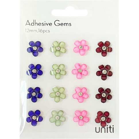 Uniti Adhesive Gem Flowers 16 Pieces