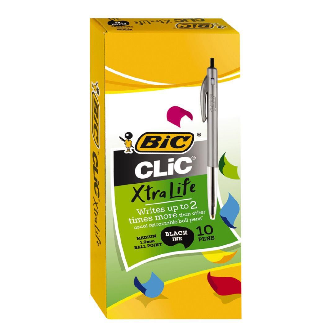  Bic M10 Clic, Blister Pack of 2 Pens Black : Office