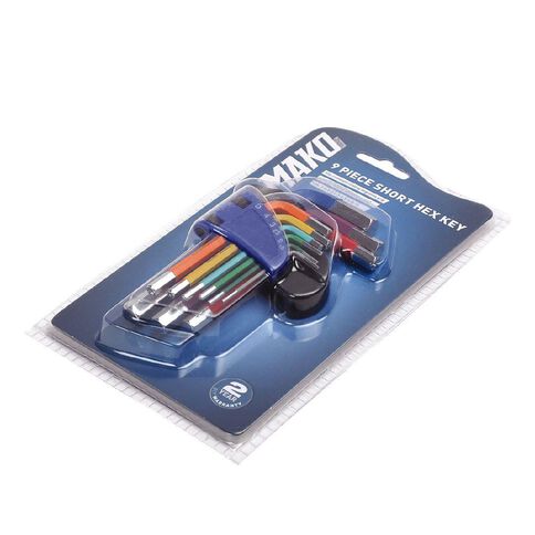 Mako 9 Piece Colorful Short Hex Key Set