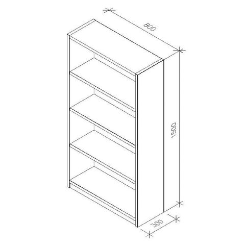 Zealand Commercial 4 Tier Bookcase Coastal Elm