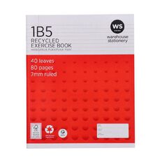 WS Exercise Book 1B5 7mm Ruled 40 Leaf Red Red Mid