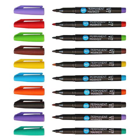 WS Permanent Marker Assorted 12 Pack