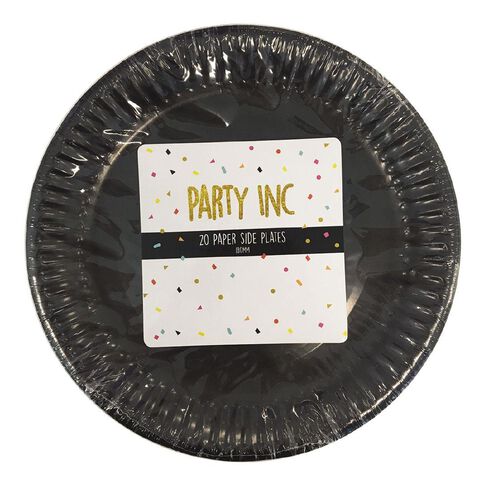Party Inc Paper Side Plate 18cm Black 20 Pack