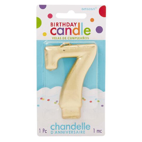 Candle Metallic Numeral #7 Gold