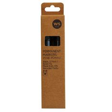 WS Permanent Marker Bullet Black 2 Pack