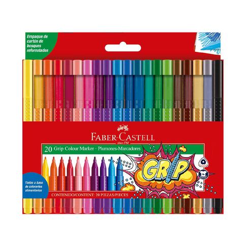 Faber-Castell Grip Color Markers - 20 Washable Fineline Markers