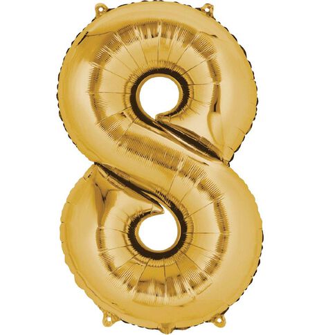Anagram #8 Foil Balloon Supershape 36in Gold