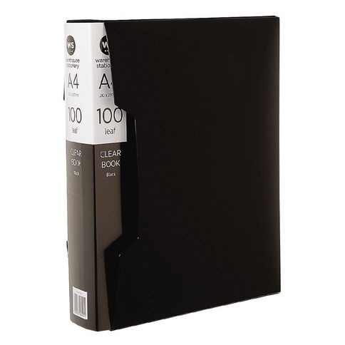 WS Clear Book 100 Leaf Black A4