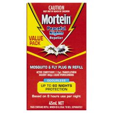 Mortein Peaceful Nights Mosquito & Fly Plug Refill 45ml