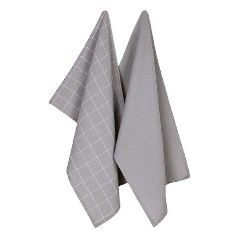 Living & Co Living & Co Aria Tea Towel Grey 40cm x 65cm 2 Pack
