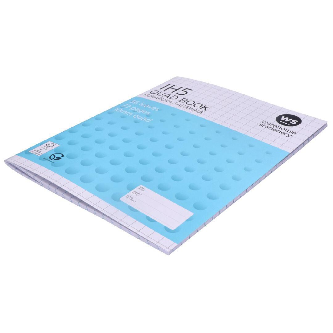 WS Exercise Book 1H5 10mm Quad 36 Leaf Blue | Warehouse Stationery, NZ