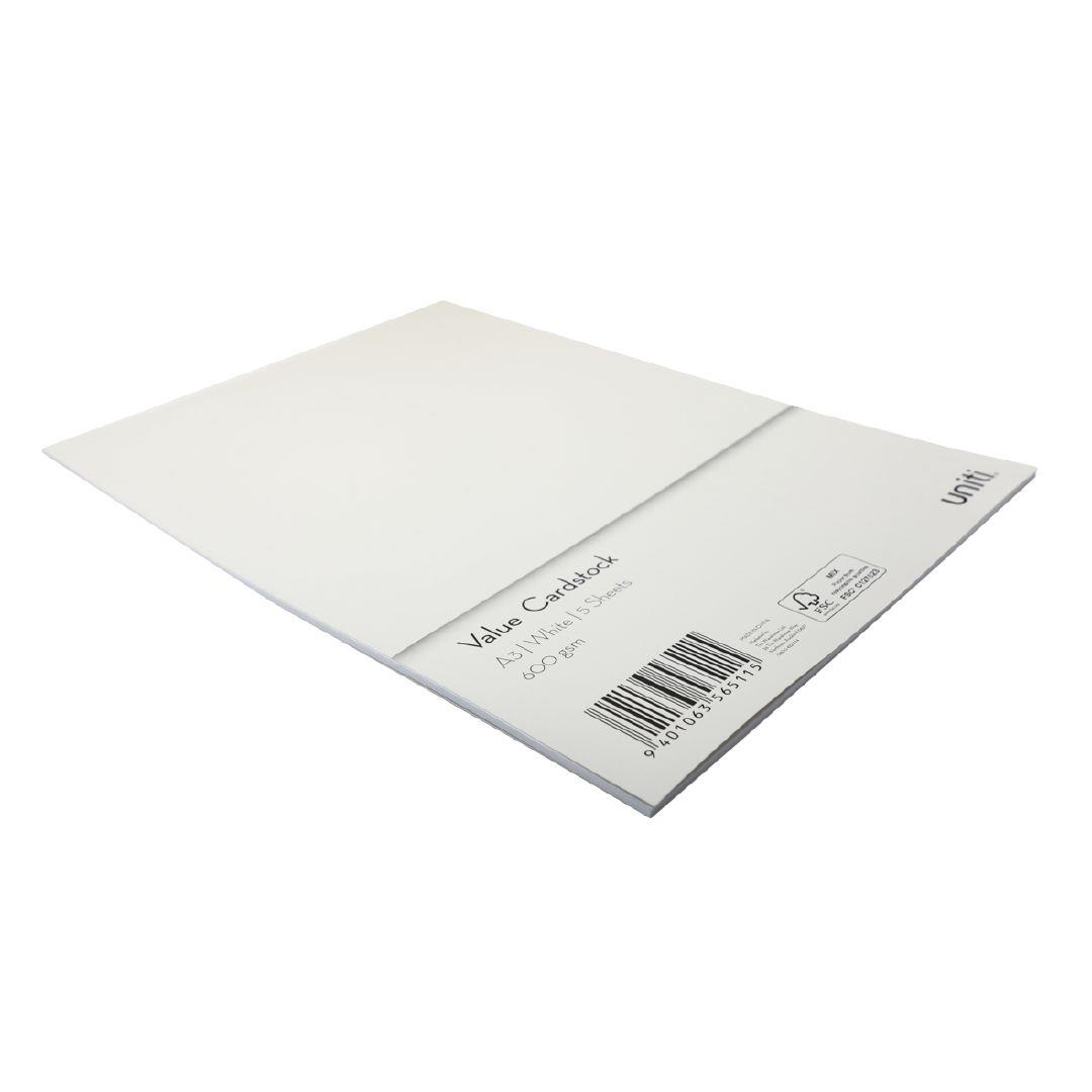 Uniti Value Cardstock A3 600gsm 5 Sheets White | Warehouse Stationery, NZ