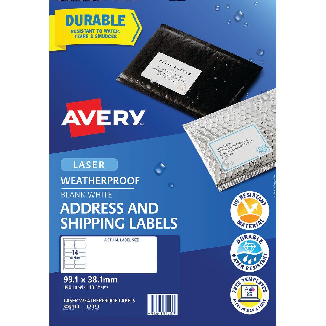 Avery Weatherproof Address Labels Laser Printers 99.1x38.1mm 140 Labels