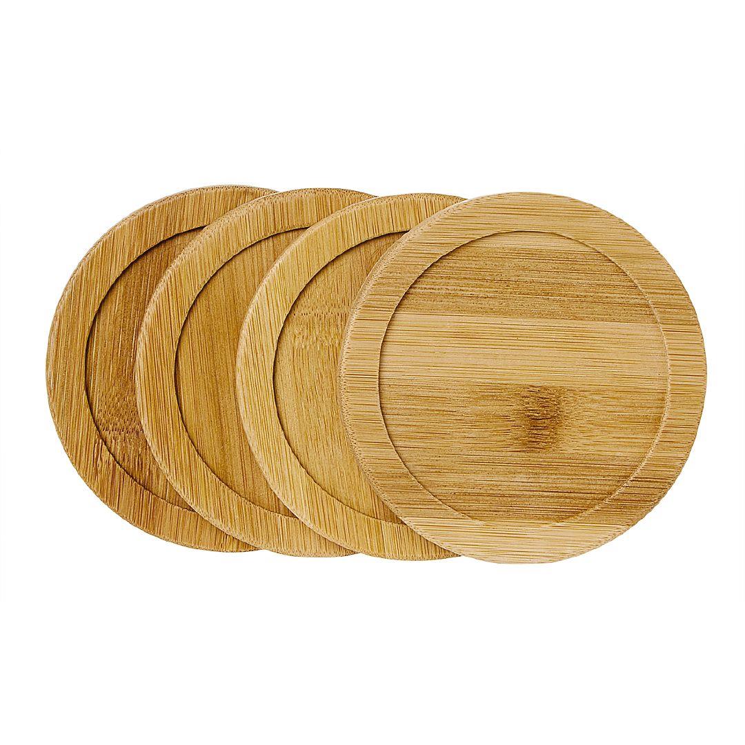 Living Co Bamboo Coaster Round 4 Pack Warehouse Stationery NZ